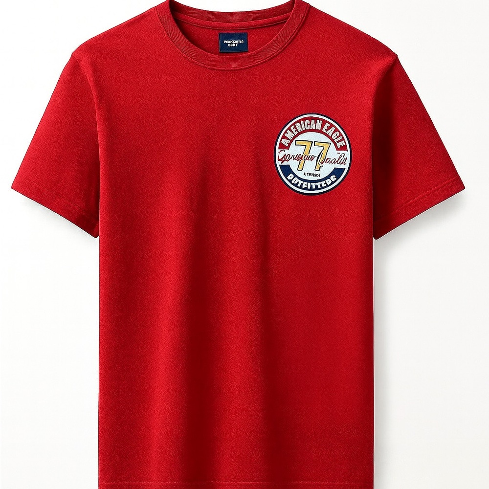 American Eagle Outfitters Red Graphic Tee Casual Streetwear Short Sleeve T-Shirt